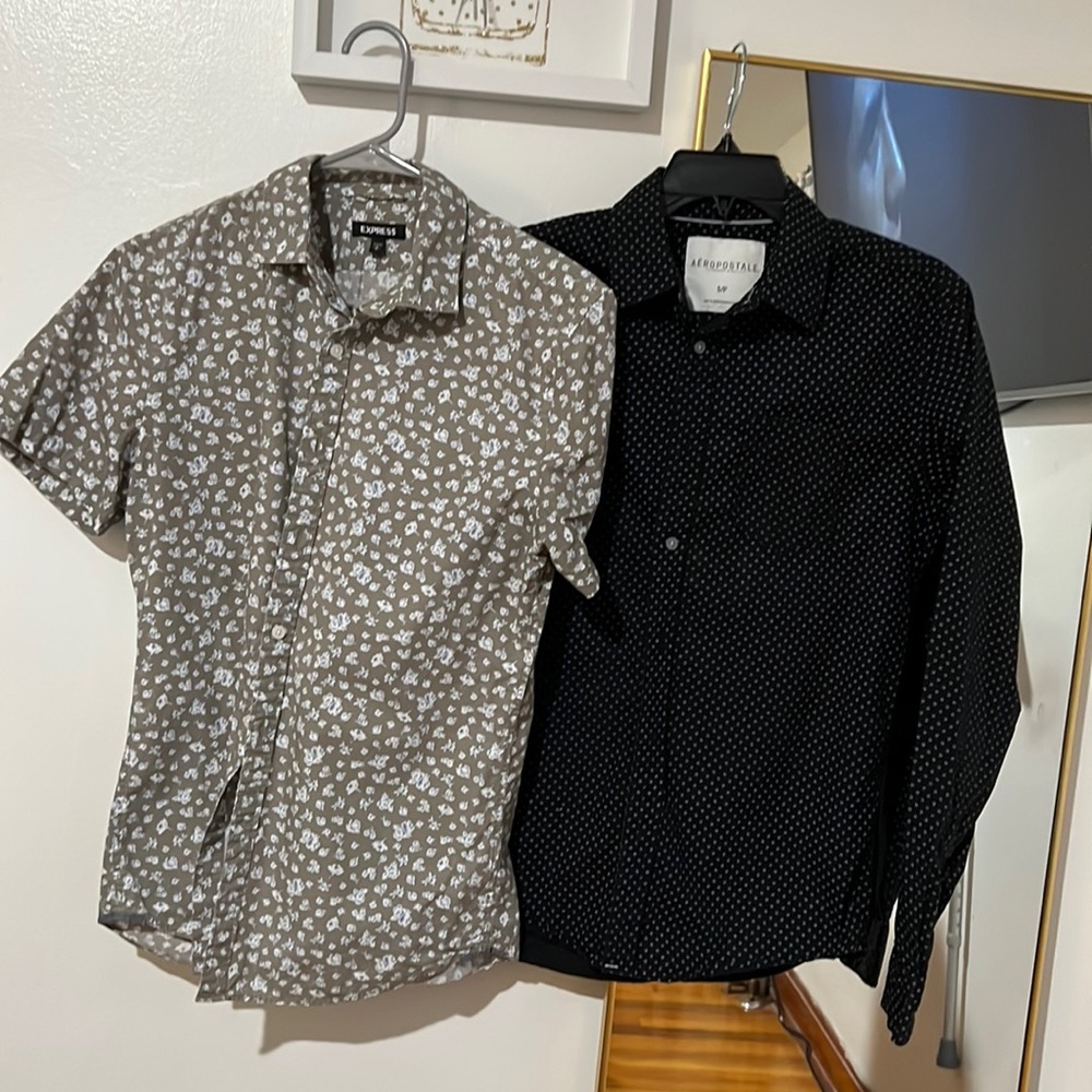 Size:S,brand:express and Aeropostale  color green and white and the 2nd black